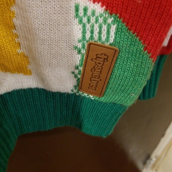 Tipsy Elves Pasta Chips Ugly Christmas Sweater Size Large Bow - Picture 2 of 4